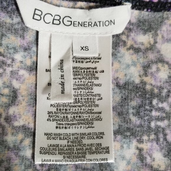 BCBGeneration Y2K Mini Dress XS Sleeveless Knit Cutout Blue Fog Kaleidoscope - Picture 10 of 12